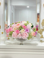 X-Large Real Touch Pink Rose Faux Floral Centerpiece - Flovery