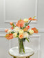 Coral Anthurium Dahlia Arrangement French Country Decor - Flovery