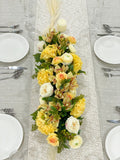 Elegant Marigold Decor Modern Long Table Dahlia Centerpiece In Glass Vase