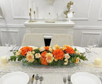 Elegant Orange Decor Modern Long Table Dahlia Centerpiece In Glass Vase - Flovery