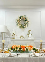 Elegant Orange Decor Modern Long Table Dahlia Centerpiece In Glass Vase - Flovery