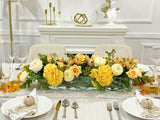 Elegant Marigold Decor Modern Long Table Dahlia Centerpiece In Glass Vase
