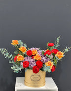 Elegant Multi Flower Centerpiece Gold Arrangement In Flovery Signature Box - Flovery