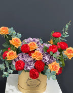 Elegant Multi Flower Centerpiece Gold Arrangement In Flovery Signature Box - Flovery