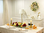 Elegant Velvet Red Decor Modern Long Table Dahlia Centerpiece In Glass Vase