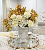 Finest Real Touch Orchid, Roses, French Hydrangea Cream Arrangement