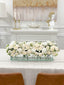 24-in Modern White Rose Peony Arrangement in Long Glass Vase - Flovery