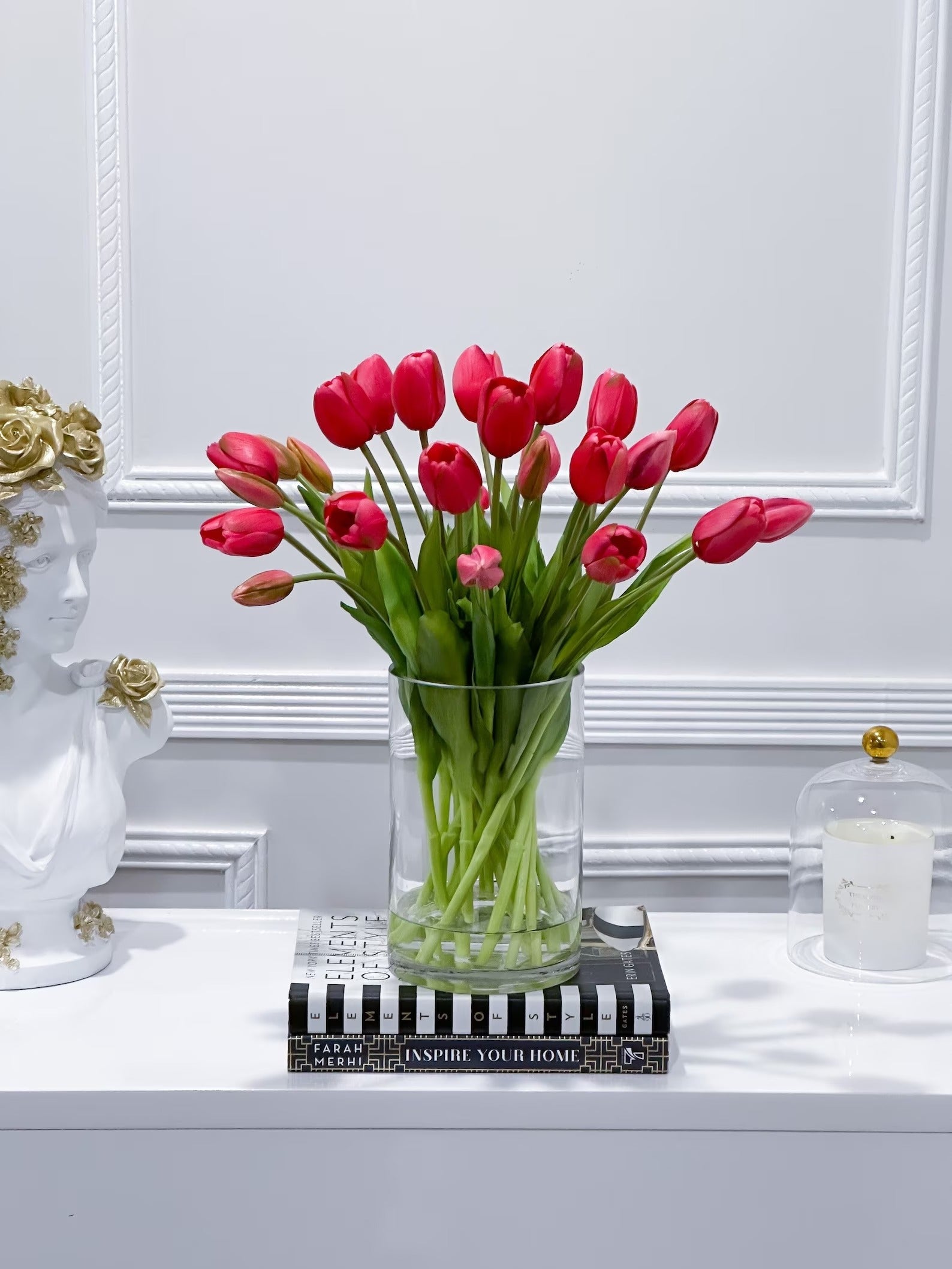 Modern Real Touch Tulip Centerpiece 16-in Round - Flovery