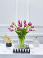 Modern Real Touch Tulip Centerpiece 16-in Round - Flovery