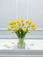 Peony Tulip Arrangement in Square Glass Vase - Flovery
