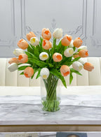 22-in Large Peach White Real Touch Tulip  Luxury Floral Centerpiece - Flovery
