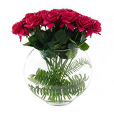 2 Dozens Real Touch Red Roses Half Moon - Flovery