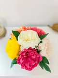 Large Real Touch Multi Colors Peonies in Glass Vase for Home Decor Centerpiece