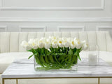 21-in Modern Real Touch Faux Tulips Arrangement in Long Vase - Flovery