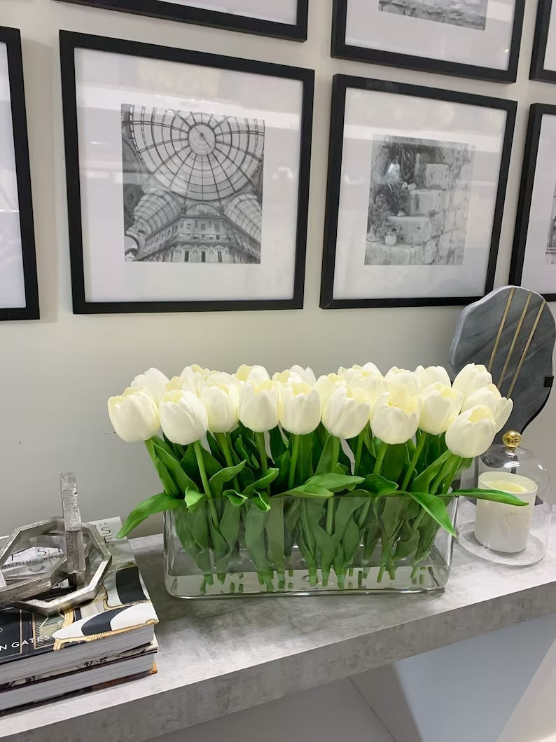 17-in Modern Long Real Touch Tulips Arrangement - Flovery