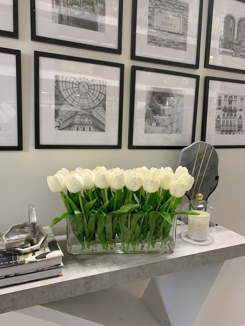 17-in Modern Long Real Touch Tulips Arrangement - Flovery