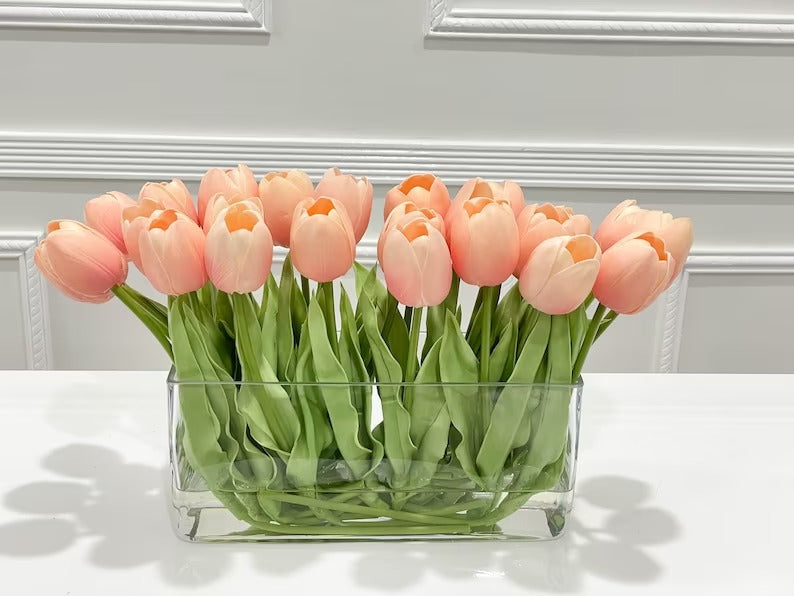 17-in Modern Long Real Touch Tulips Arrangement - Flovery