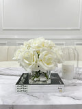 Premium Real Touch Forever White Roses Arrangement
