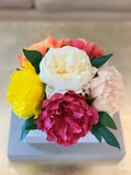Large Real Touch Multi Colors Peonies in Glass Vase for Home Decor Centerpiece