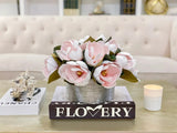 Magnolia Centerpiece in Cylinder Gold Vase
