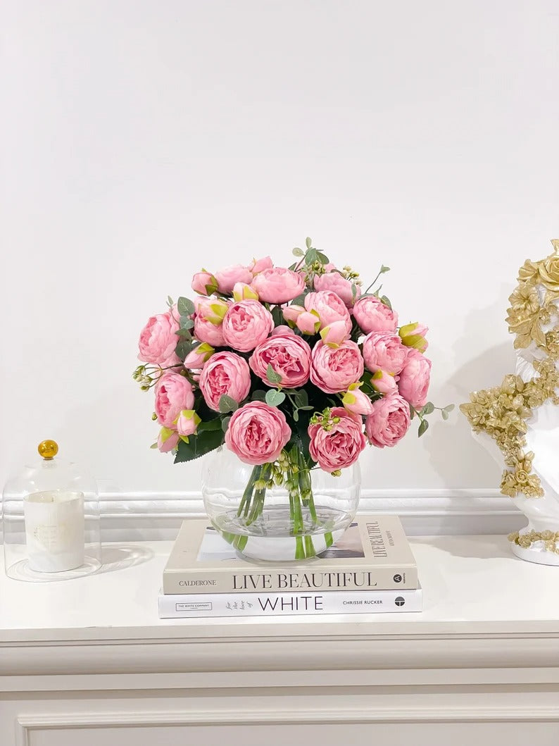 Large Faux Rose Peony Centerpiece - Flovery