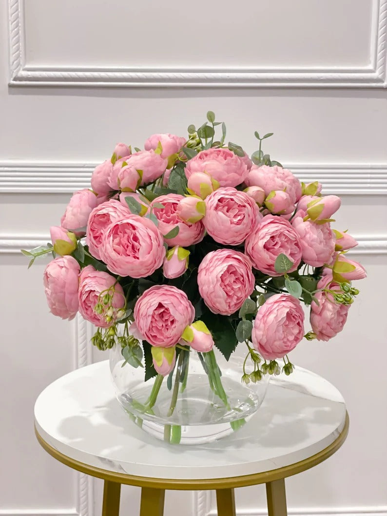 Large Faux Rose Peony Centerpiece - Flovery