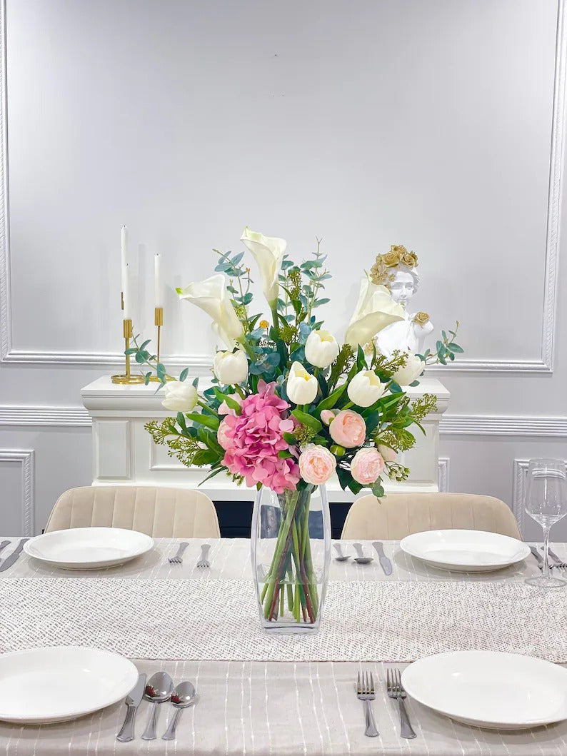Real Touch Calla Lilies Tulips Tall French Centerpiece