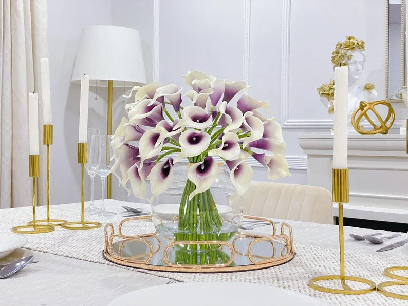 Real Touch Calla Lily Centerpiece in Glass Vase - Flovery