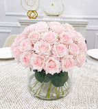 Real Touch Blush Pink Roses French Country Centerpiece