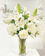 Large Elegant White Lilies Centerpiece In Tall Glass Vase - Flovery