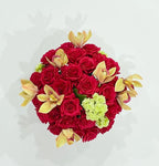Real Touch Red French Roses Centerpiece for Dining Table in Glass Vase