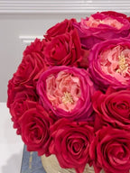 Modern Romantic Real Touch Rose Centerpiece in Ceramic Gold Vase