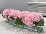 French Artificial Hydrangeas Centerpiece In Long Glass Vase