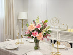 XLarge Exclusive Real Touch Pink French Flower Centerpiece In Glass Vase