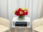 Real Touch Red French Roses Centerpiece for Dining Table in Glass Vase