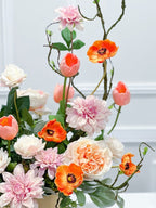 X-Large Pink Real Touch Multi Flower Centerpiece In Flovery Signature Pink Box