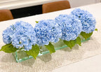French Artificial Hydrangeas Centerpiece In Long Glass Vase - Flovery