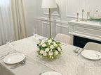 French Country White Peonies with Baby Green Spray Centerpiece In Timeless Gold Vase - Flovery