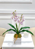 Real Touch Phalaenopsis Baby Orchid Arrangement In White Ceramic Vase