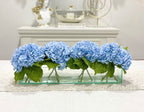French Artificial Hydrangeas Centerpiece In Long Glass Vase - Flovery