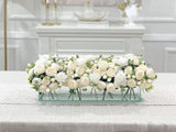 24-in Modern White Rose Peony Arrangement in Long Glass Vase