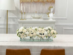 24-in Modern White Rose Peony Arrangement in Long Glass Vase - Flovery