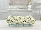 24-in Modern White Rose Peony Arrangement in Long Glass Vase - Flovery