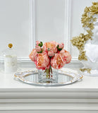 Finest Silk Peonies Everlasting Flower Centerpiece In Square Glass Vase