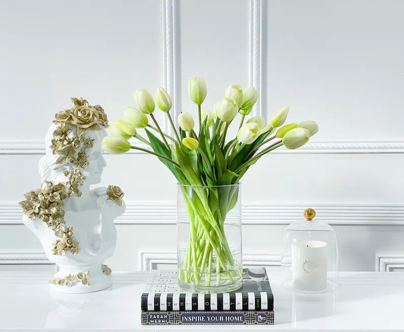 Modern Real Touch Tulip Centerpiece 16-in Round - Flovery