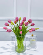 Modern Real Touch Tulip Centerpiece 16-in Round - Flovery