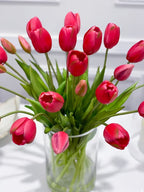 Modern Real Touch Tulip Centerpiece 16-in Round - Flovery