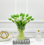 Modern Real Touch Tulip Centerpiece 16-in Round - Flovery