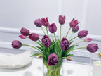 Peony Tulip Arrangement in Square Glass Vase - Flovery