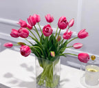 Peony Tulip Arrangement in Square Glass Vase - Flovery
